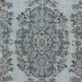 Soft Blue Color Area Rug with Medallion Design. Handmade in Turkey. Modern Living Room Carpet