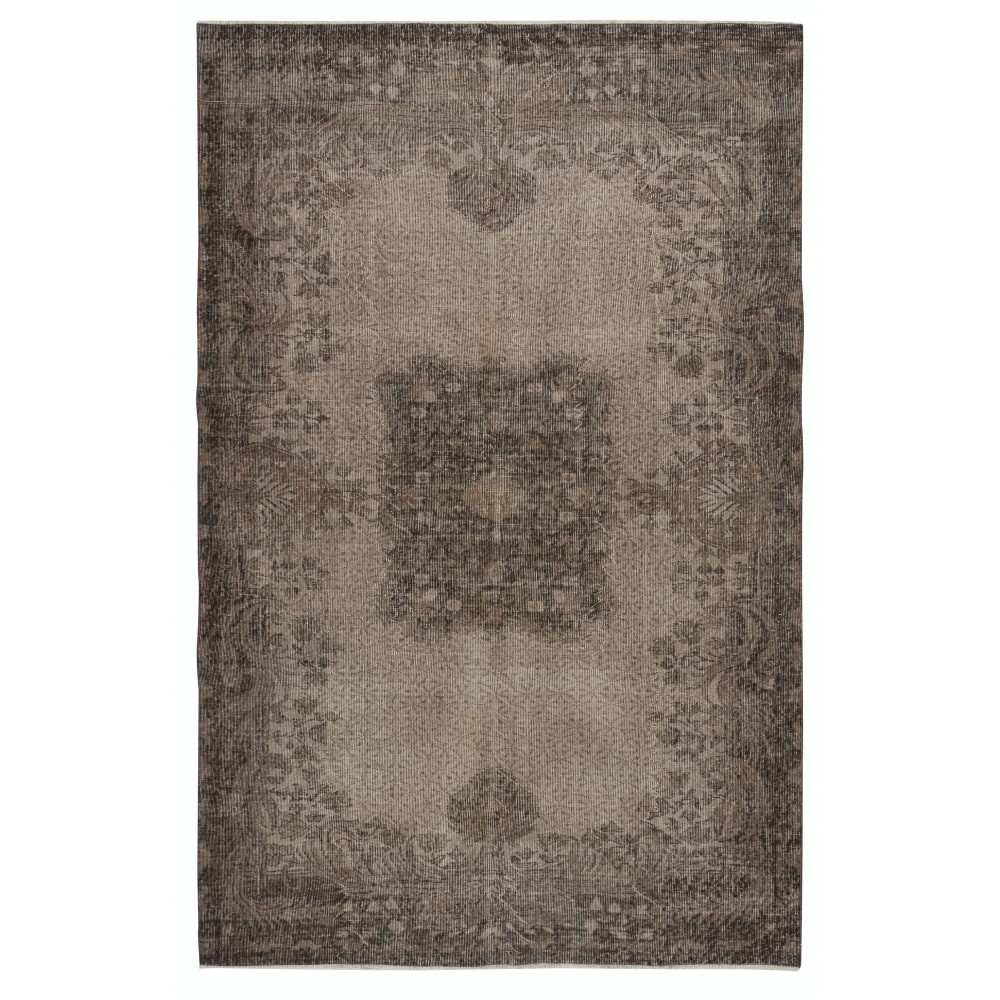 Hand Knotted Turkish Wool Area Rug in Brown. Modern Living Room Rug. Home Gift Rug