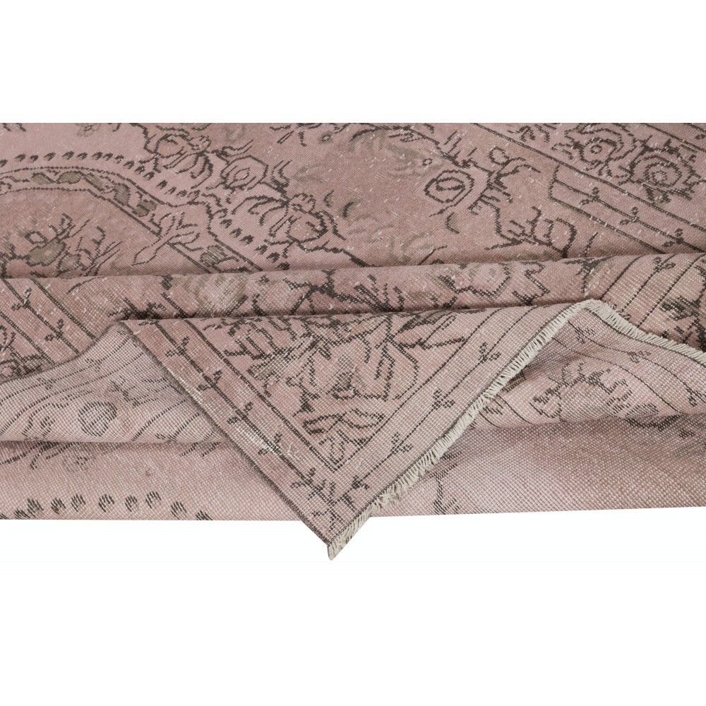 Soft Pink Color Anti-bacterial Wool Area Rug. Hand Knotted Turkish Rug