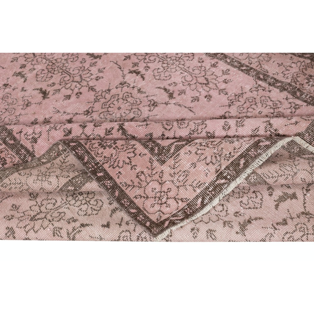 Handmade Flower Design Wool Area Rug. Modern Home Decor Pink Color Rug
