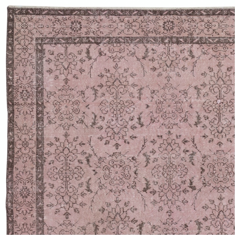 Handmade Flower Design Wool Area Rug. Modern Home Decor Pink Color Rug