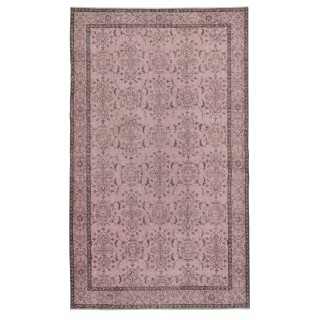 Handmade Flower Design Wool Area Rug. Modern Home Decor Pink Color Rug
