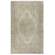 One of a kind Handmade Beige Area Rug, Vintage Sun Faded Turkish Carpet