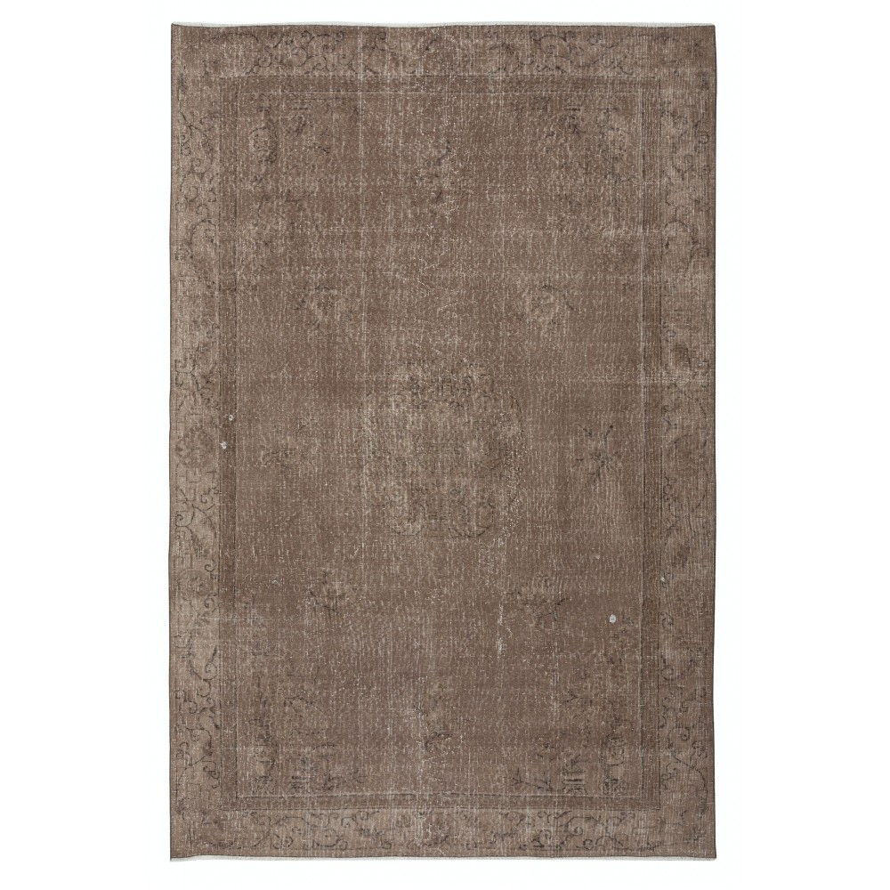 Brown Color Handmade Wool Area Rug from Turkey. Great 4 Modern Interiors