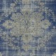 Vintage Handmade Dark Blue Area Rug. Unique Turkish Carpet with Medallion Design