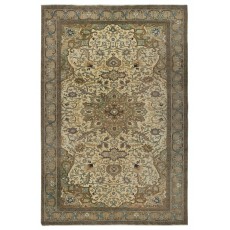 Decorative Vintage Handmade Turkish area Rug in shades of beige, 100% Wool