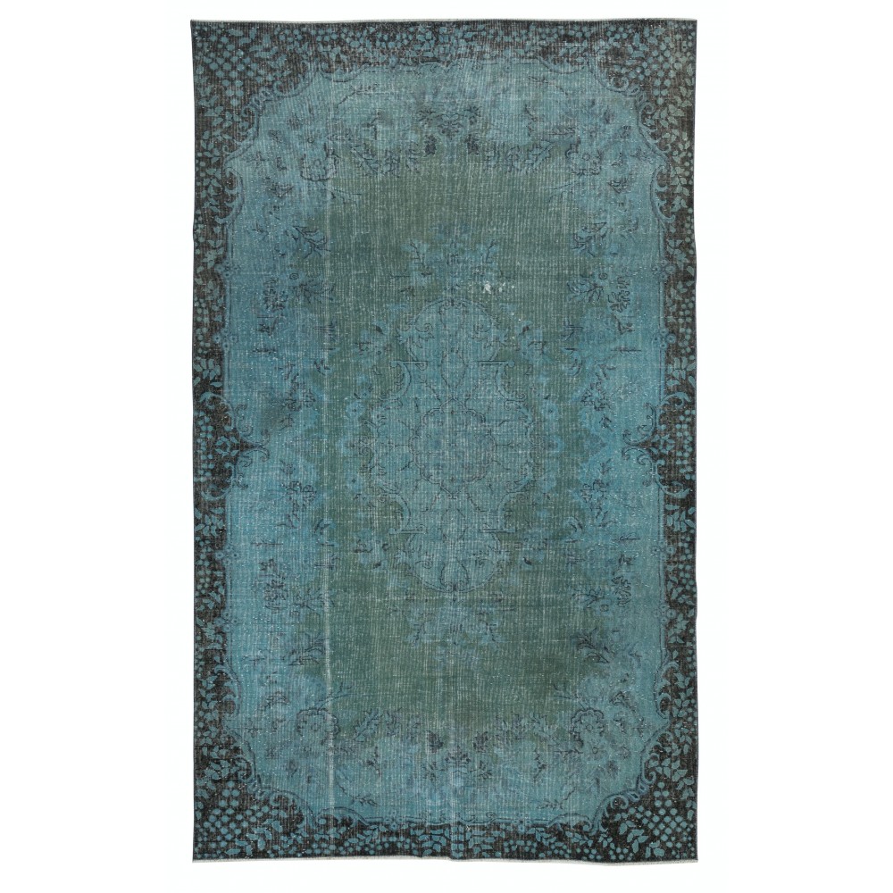 Blue Color Area Rug with Medallion Design. Handmade in Turkey. Modern Living Room Carpet
