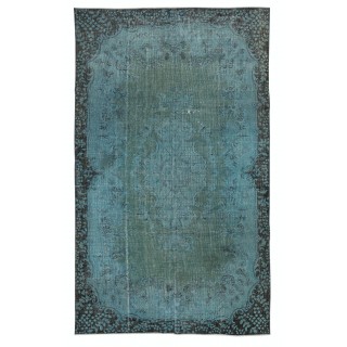 Blue Color Area Rug with Medallion Design. Handmade in Turkey. Modern Living Room Carpet