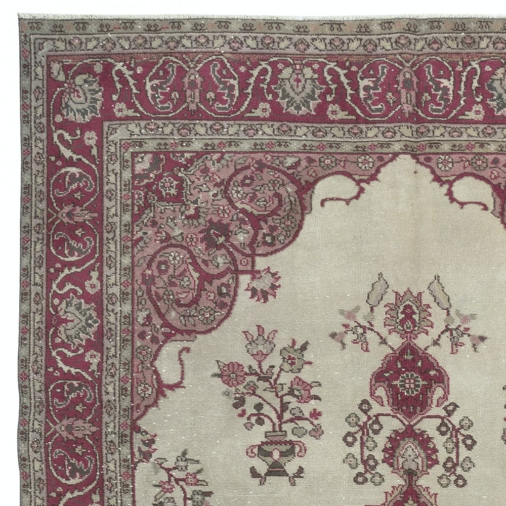 Vintage Handmade Turkish Oushak Rug for Country, Farmhouse and Rustic Decor