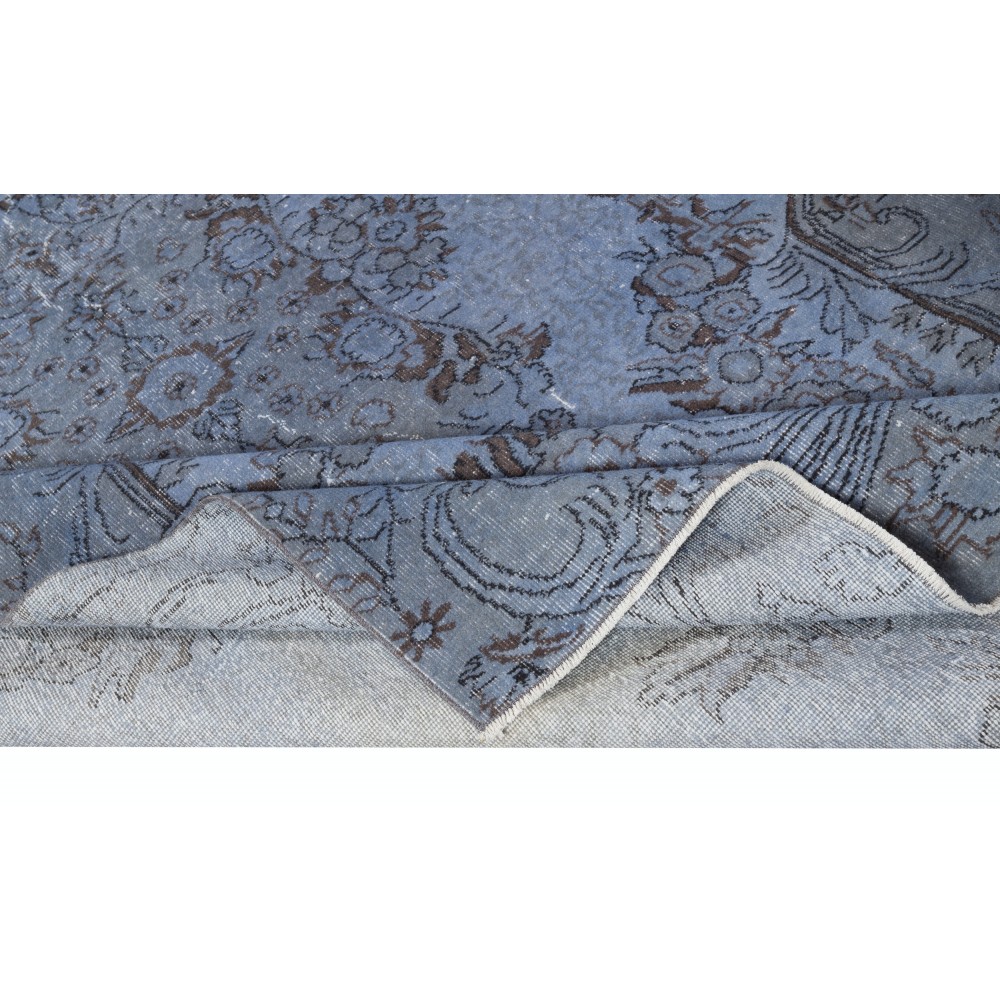Vintage Handmade Turkish Area Rug dyed in Blue 4 Modern Interiors