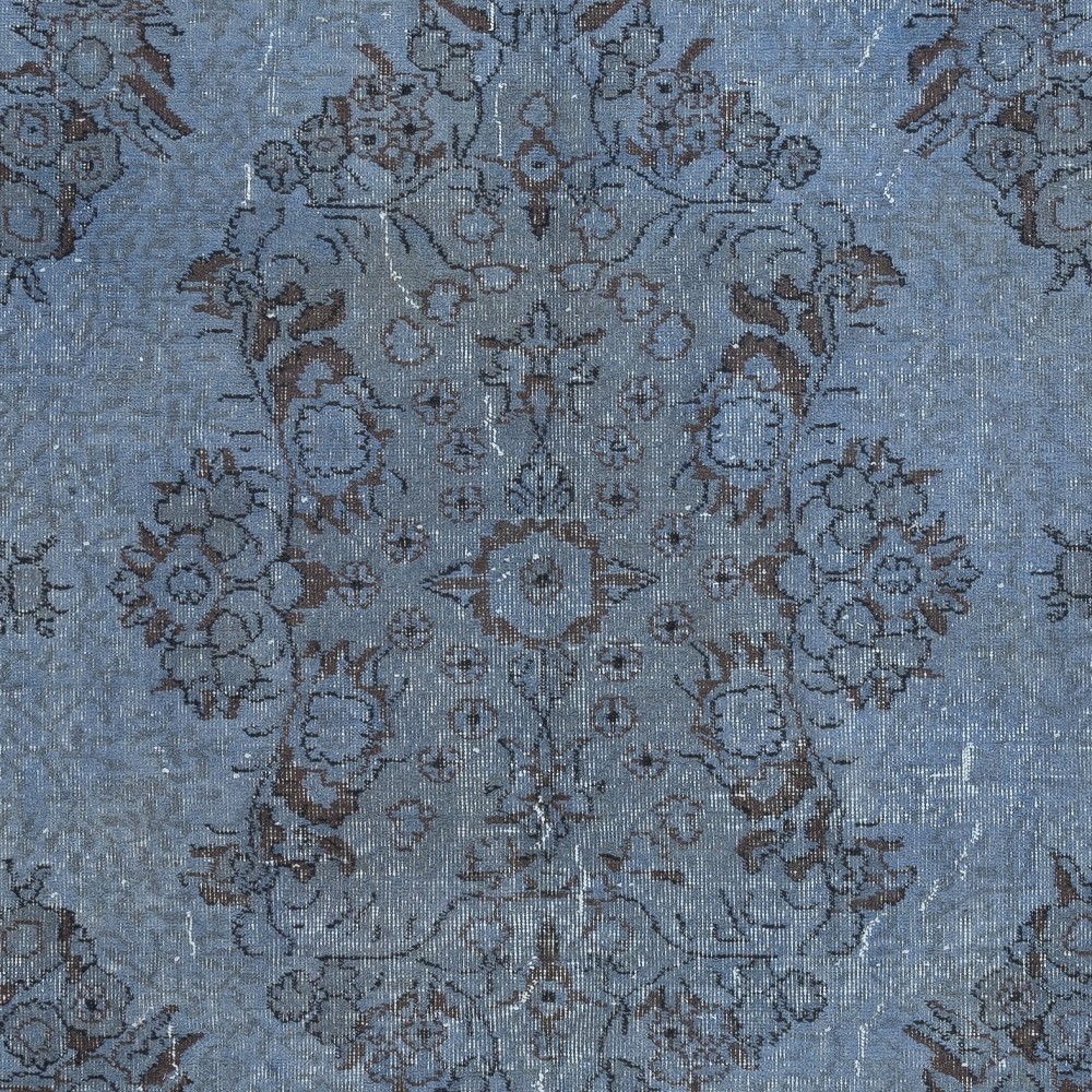 Vintage Handmade Turkish Area Rug dyed in Blue 4 Modern Interiors