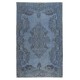 Vintage Handmade Turkish Area Rug dyed in Blue 4 Modern Interiors