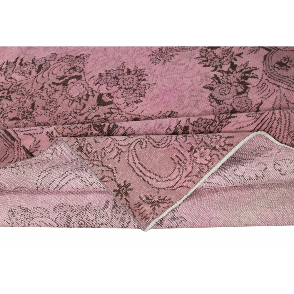 Pink Area Rug for Modern Interiors, Hand-Knotted in Turkey