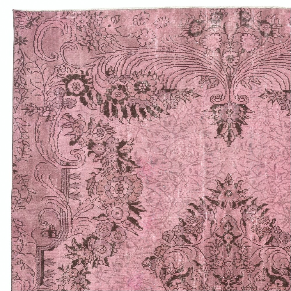 Pink Area Rug for Modern Interiors, Hand-Knotted in Turkey