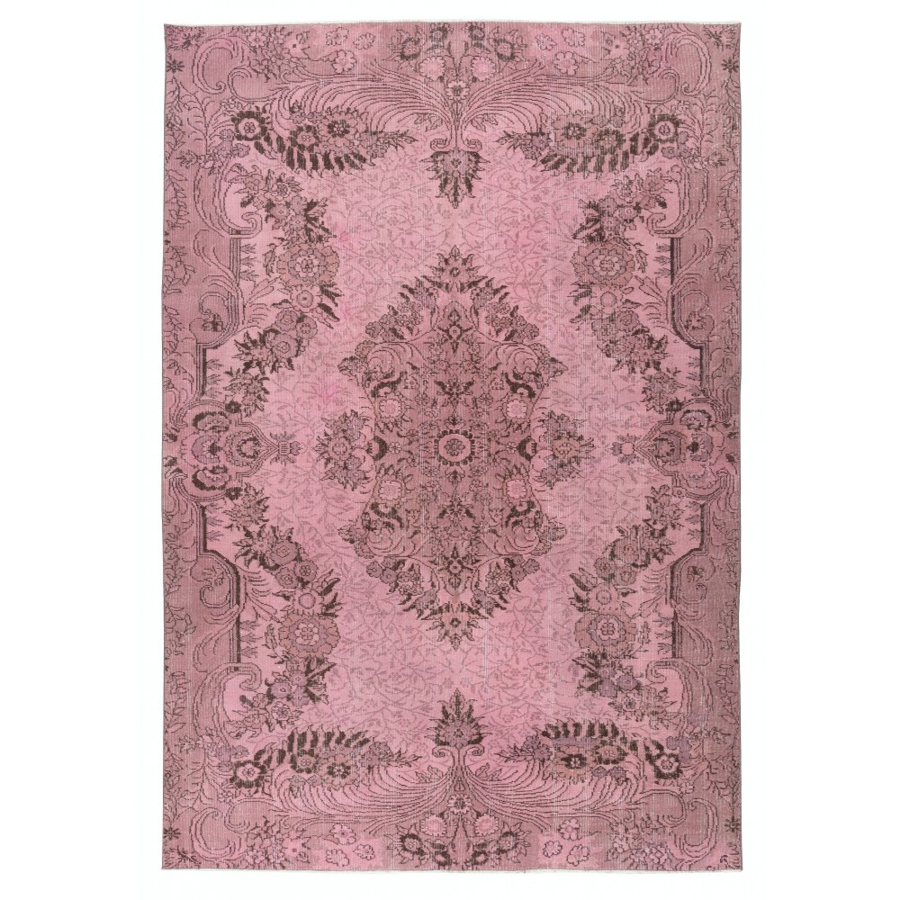 Pink Area Rug for Modern Interiors, Hand-Knotted in Turkey