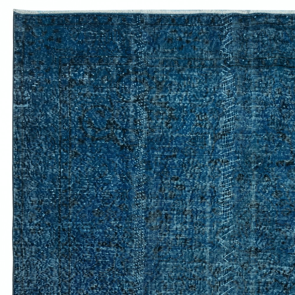 Contemporary Handmade Turkish Wool Area Rug in Navy Blue