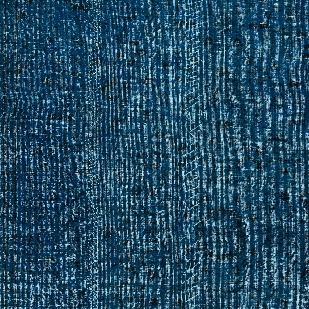 Contemporary Handmade Turkish Wool Area Rug in Navy Blue