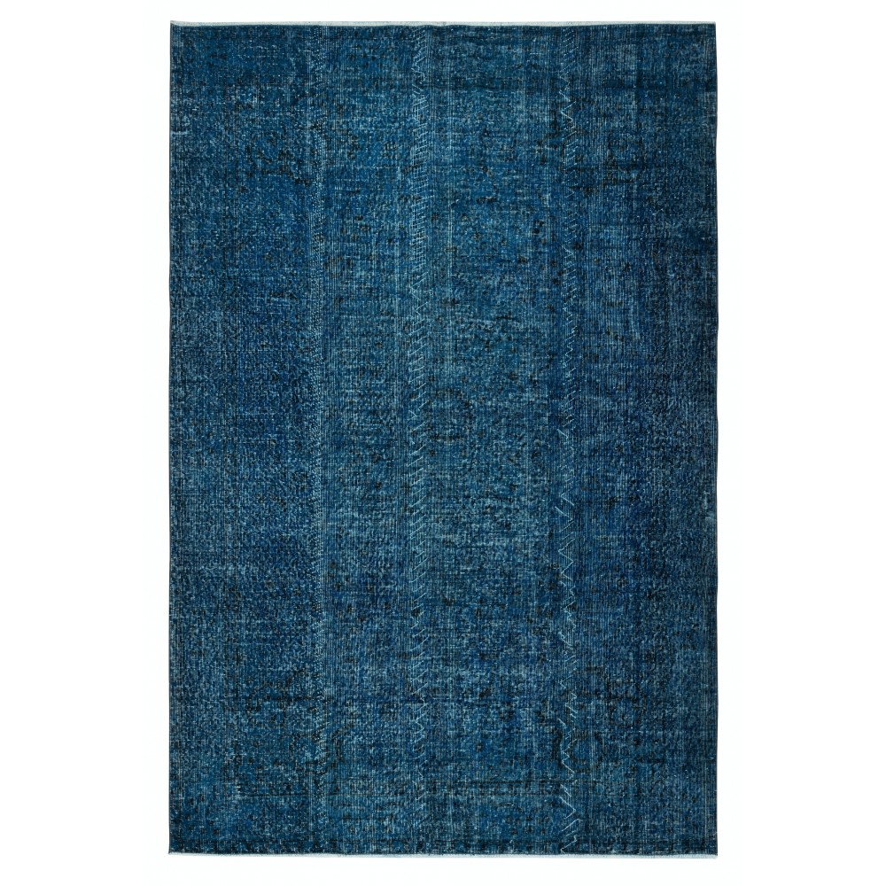 Contemporary Handmade Turkish Wool Area Rug in Navy Blue