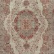 Vintage Handmade Turkish Wool Area Rug in Beige and Red Color