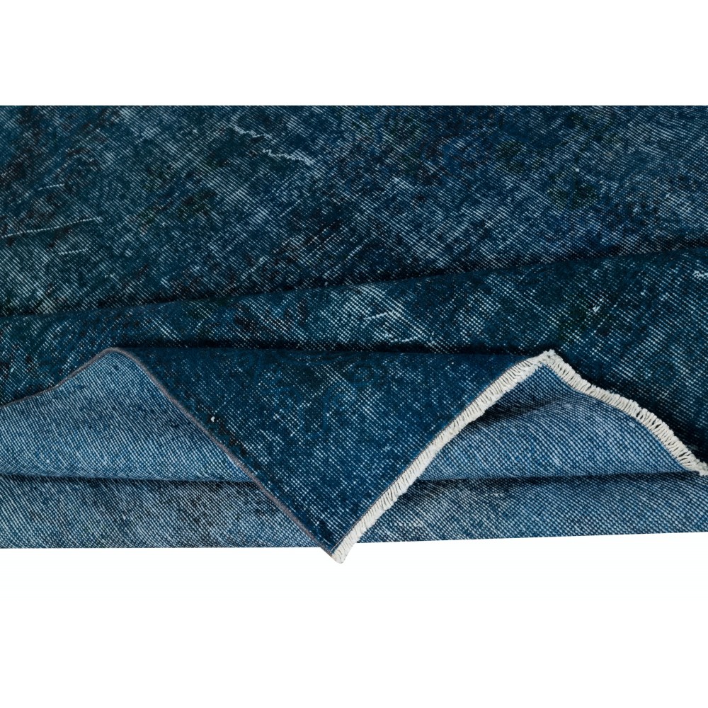Modern Area Rug in Solid Navy Blue, Hand-woven and Hand-knotted in Turkey