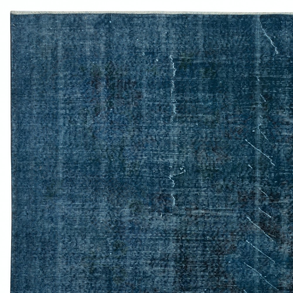 Modern Area Rug in Solid Navy Blue, Hand-woven and Hand-knotted in Turkey