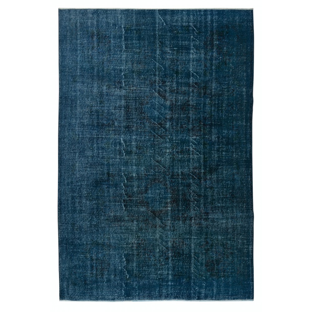 Modern Area Rug in Solid Navy Blue, Hand-woven and Hand-knotted in Turkey