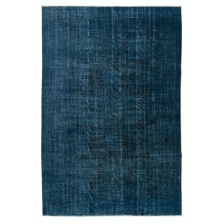 Modern Area Rug in Solid Navy Blue, Hand-woven and Hand-knotted in Turkey