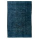 Modern Area Rug in Solid Navy Blue, Hand-woven and Hand-knotted in Turkey