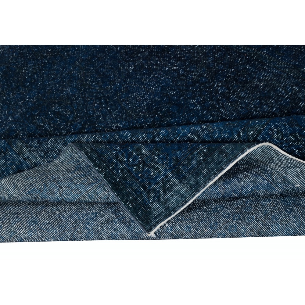 Handmade Navy Blue Area Rug for Living Room, Modern Turkish Carpet for Dining Room