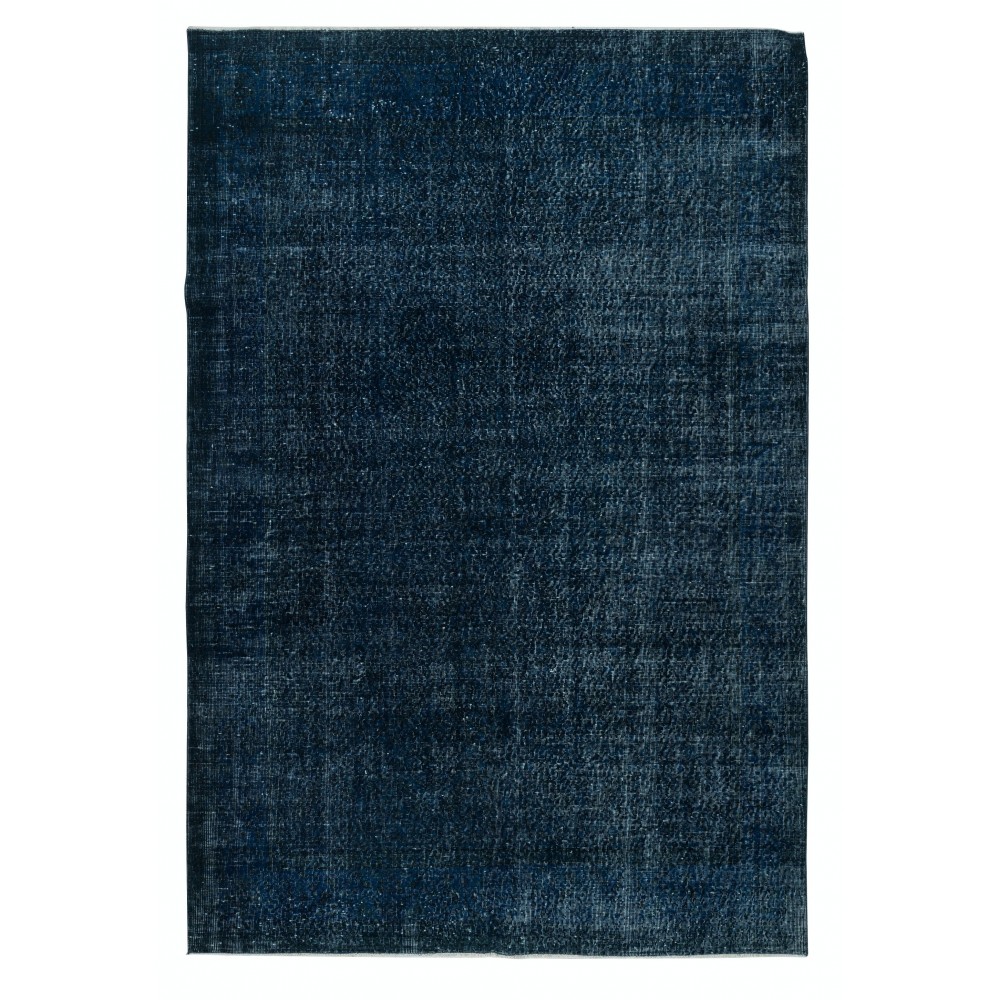 Handmade Navy Blue Area Rug for Living Room, Modern Turkish Carpet for Dining Room