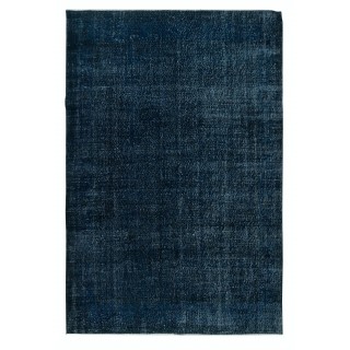 Handmade Navy Blue Area Rug for Living Room, Modern Turkish Carpet for Dining Room