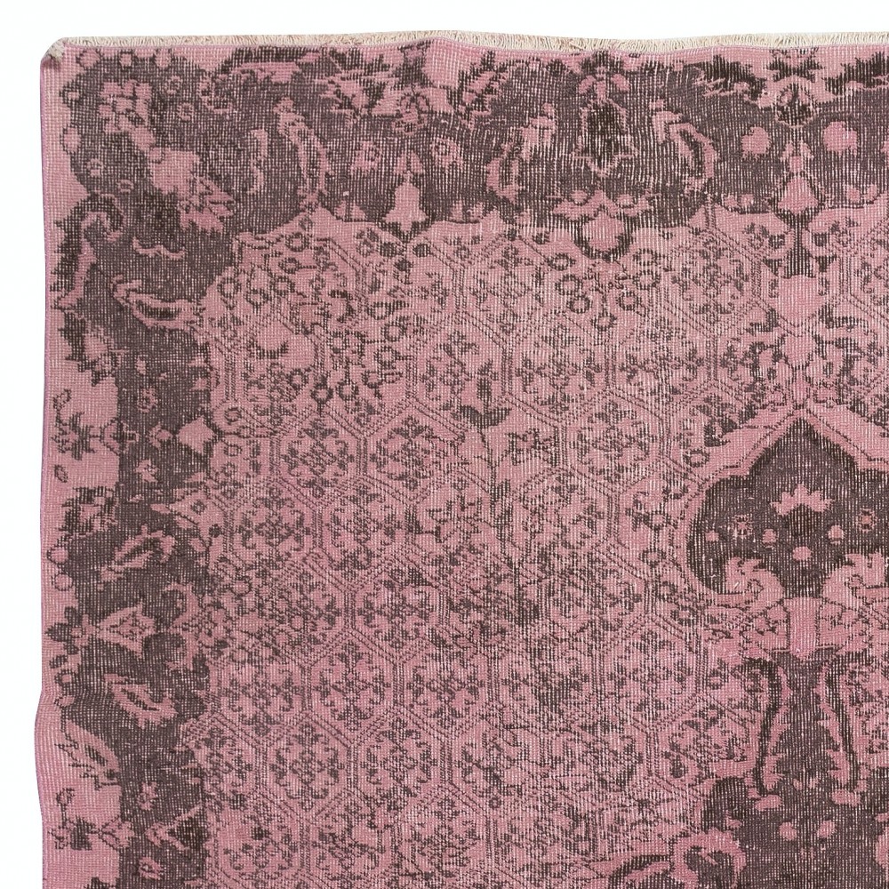 Pink Color Handmade Wool Area Rug from Turkey. Great 4 Modern Interiors