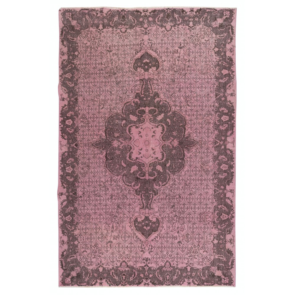 Pink Color Handmade Wool Area Rug from Turkey. Great 4 Modern Interiors