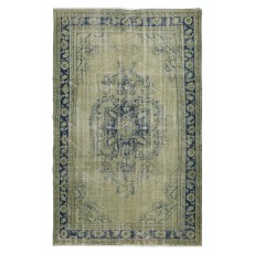 Decorative Hand Knotted Turkish Wool Area Rug in Green Color
