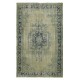 Decorative Hand Knotted Turkish Wool Area Rug in Green Color