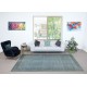 Blue Color Over-Dyed Rug. Handmade Turkish Rug with Floral Design, Modern Home Decoration