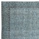 Blue Color Over-Dyed Rug. Handmade Turkish Rug with Floral Design, Modern Home Decoration