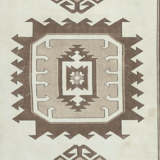Hand Knotted Vintage Turkish Area Rug in Beige and Brown Color. 100% Wool