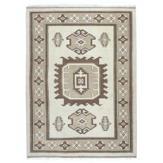 Hand Knotted Vintage Turkish Area Rug in Beige and Brown Color. 100% Wool