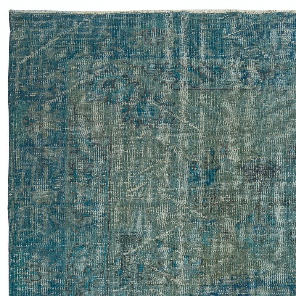 Teal Blue Area Rug for Modern Interiors, Handmade in Turkey