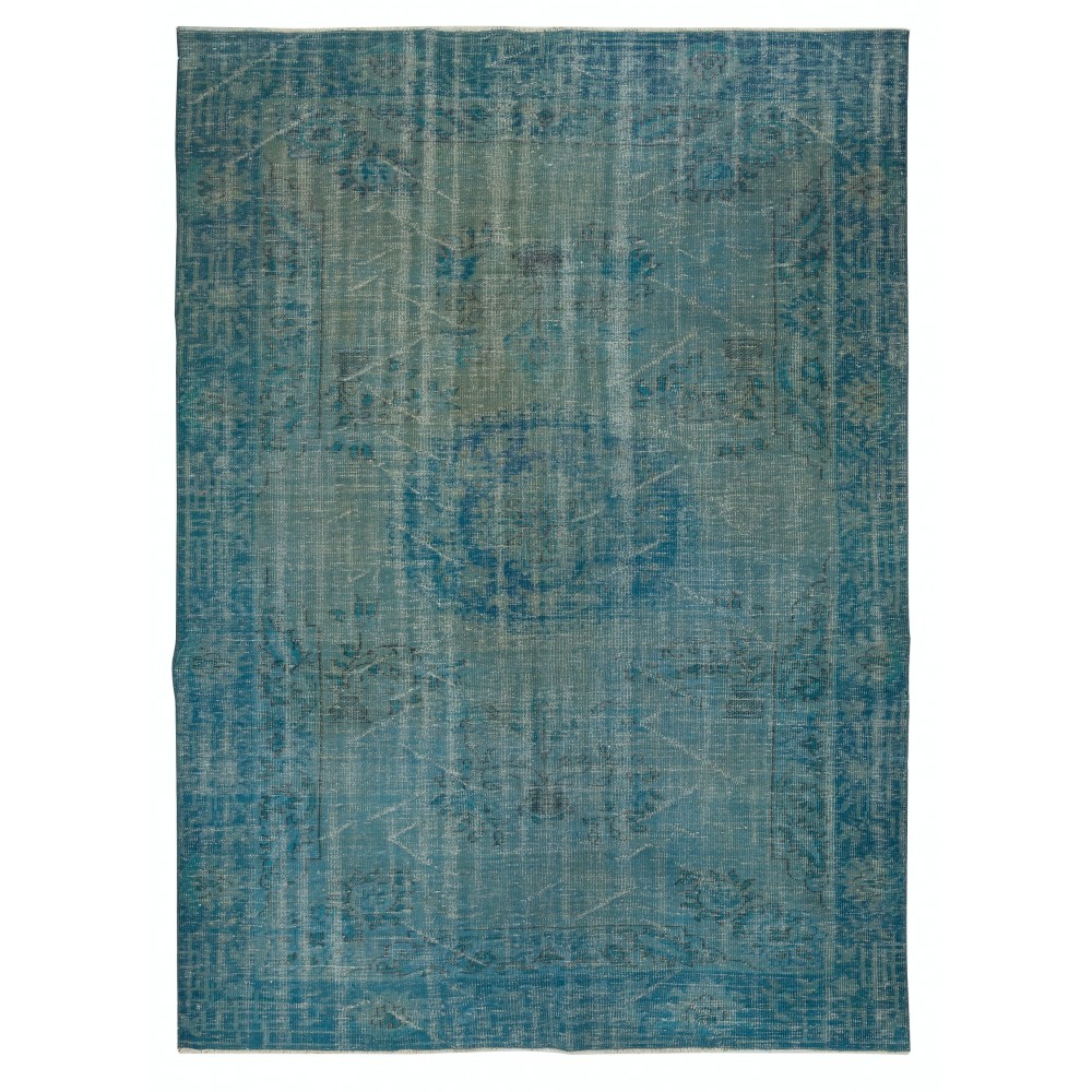 Teal Blue Area Rug for Modern Interiors, Handmade in Turkey