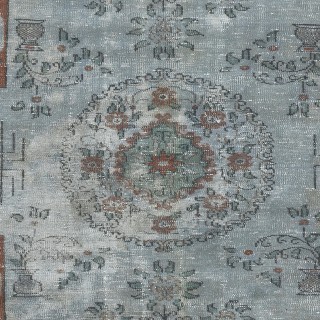 Vintage Handmade Turkish Area Rug redyed in Blue Color for modern interiors