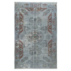 Vintage Handmade Turkish Area Rug redyed in Blue Color for modern interiors