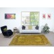 Vintage Turkish Area Rug redyed in Yellow Color for modern interiors