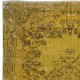 Vintage Turkish Area Rug redyed in Yellow Color for modern interiors