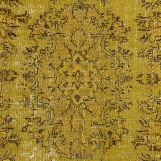 Vintage Turkish Area Rug redyed in Yellow Color for modern interiors