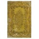 Vintage Turkish Area Rug redyed in Yellow Color for modern interiors