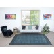 Contemporary Anti-Bacterial Handmade Blue Color Turkish Wool Area Rug with Floral Design