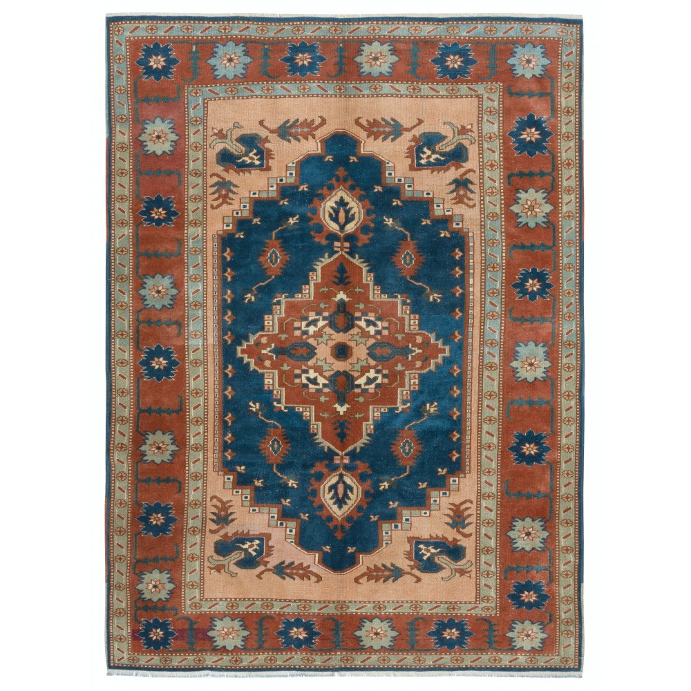 One of a kind Vintage Handmade Turkish Area Rug. 100% Wool