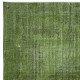 Green Handmade Area Rug for Living Room. Shabby Chic Turkish Carpet for Entrance, Bedroom & Dining Room